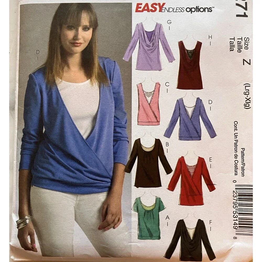 McCall's Pattern M5271 Women's Tops & Tank Tops 8‎ Styles Size L-XL Uncut